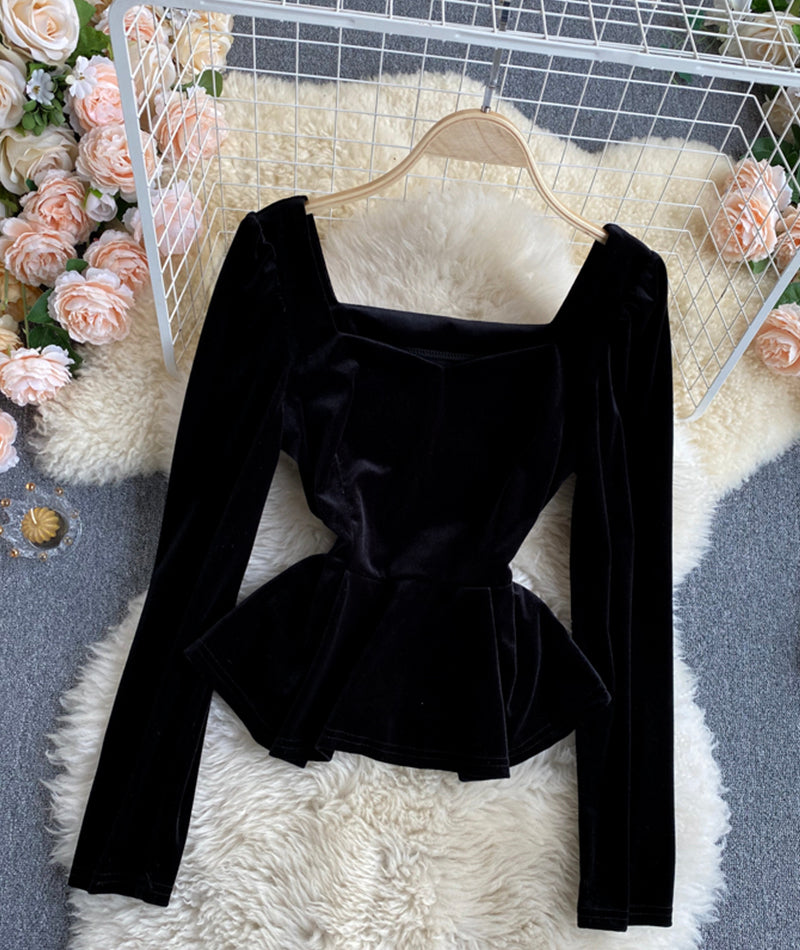 Schlichte Langarmshirts aus Samt 352