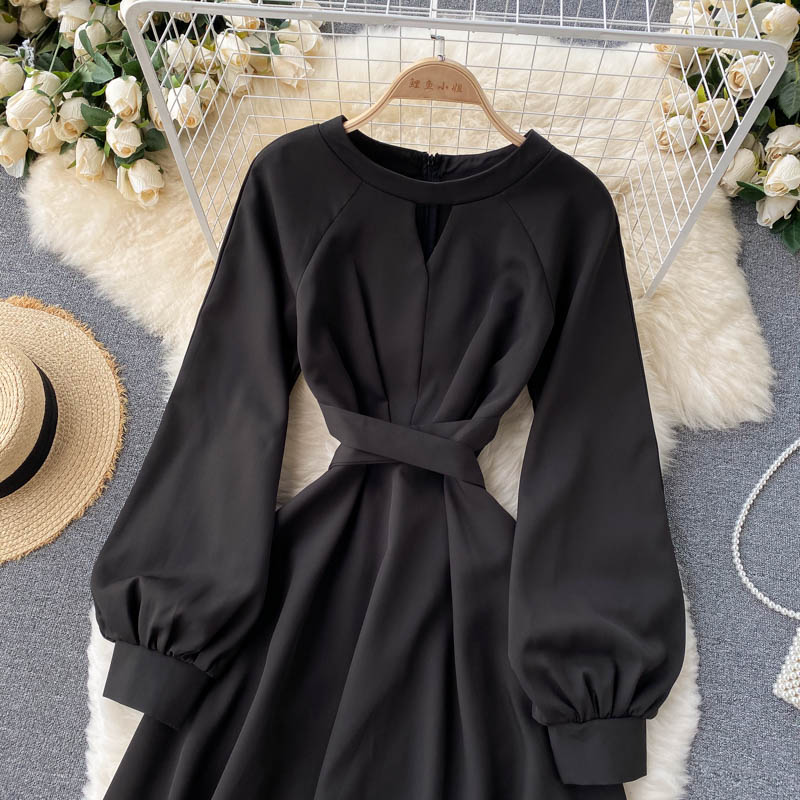 Cute long sleeve A line dress fashion dress 415