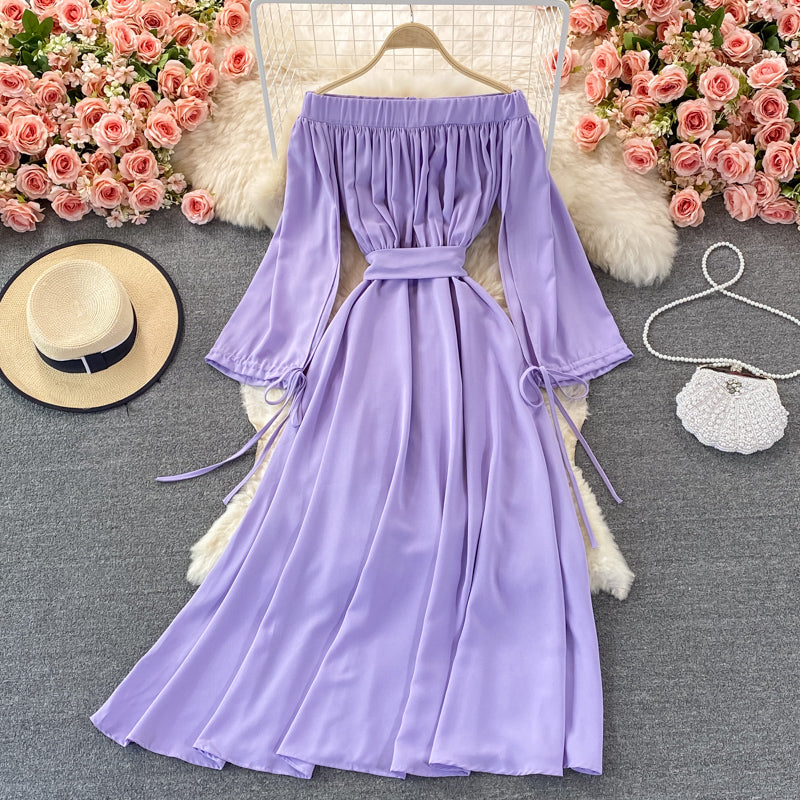 Cute A line long sleeve dress fashion dress 410