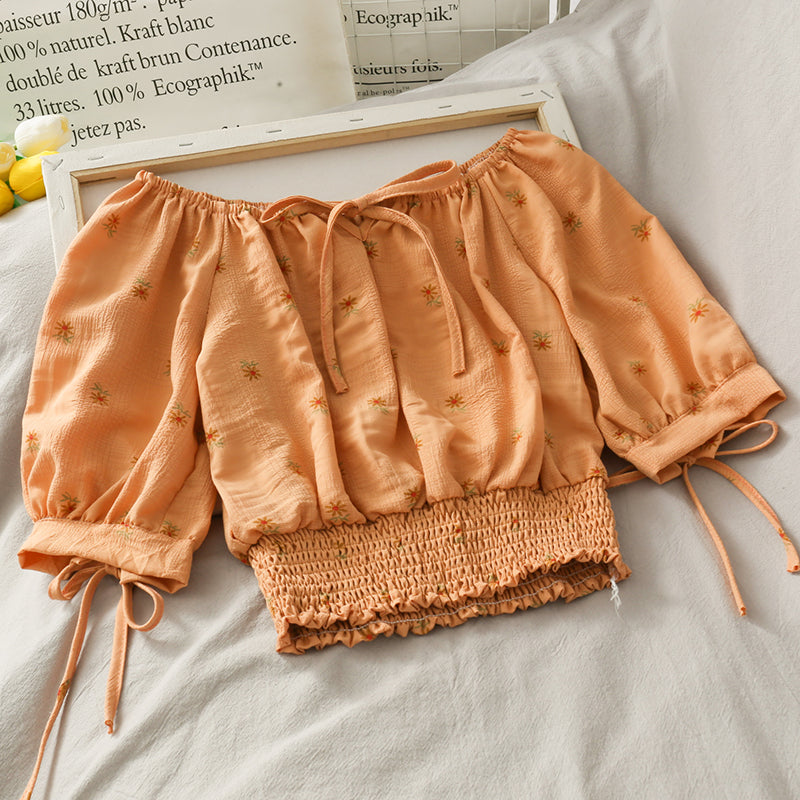 Cute floral pattern top crop tops 294