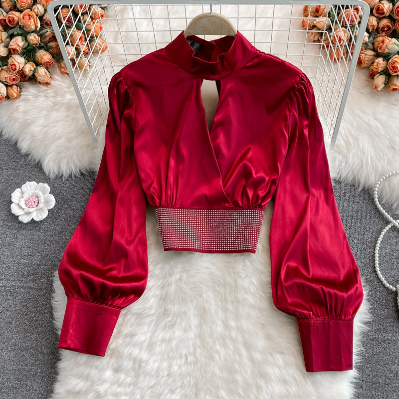 Haut simple à manches longues et col montant 253