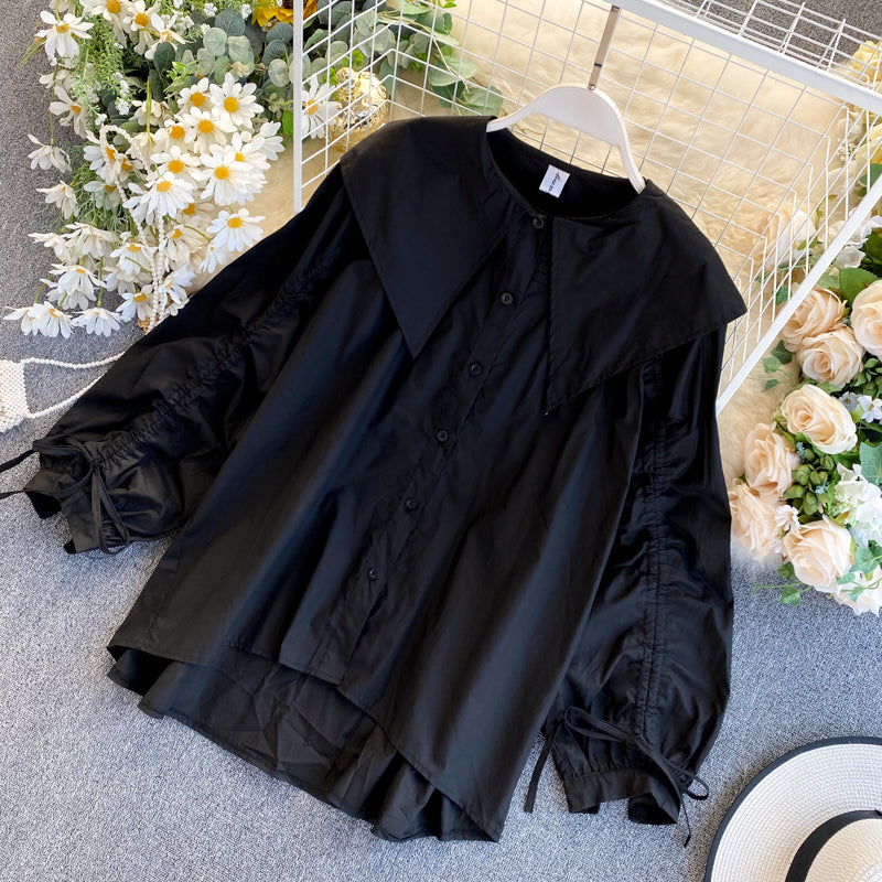 Cute puff sleeve lapel top 255