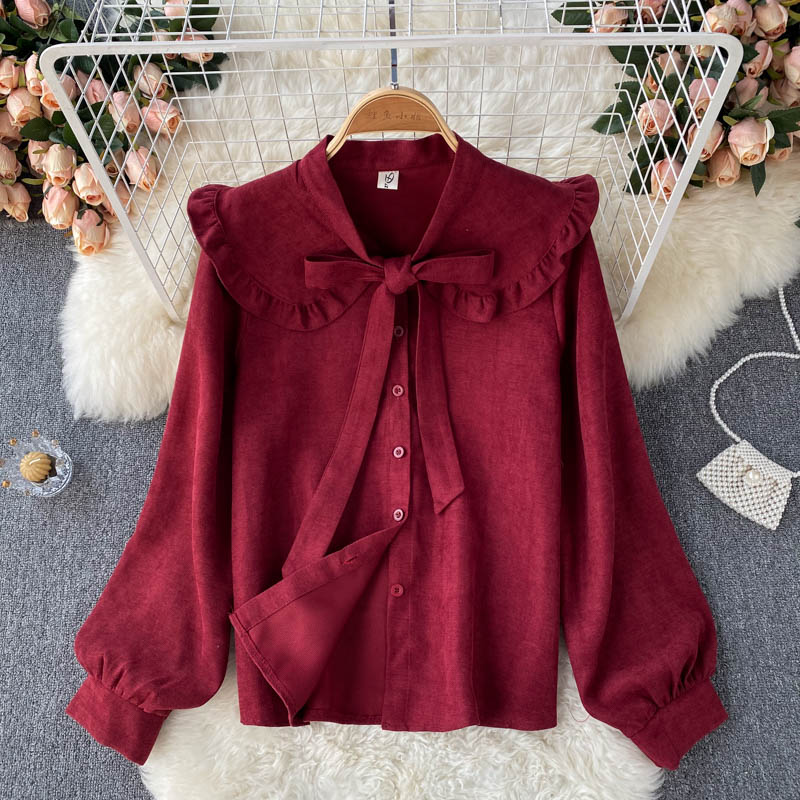 Cute lapel long sleeve top 264