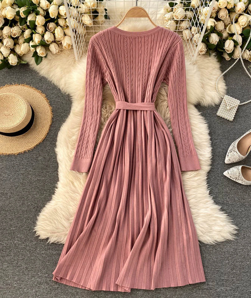 Einfaches langärmliges Strickkleid Pulloverkleid 186