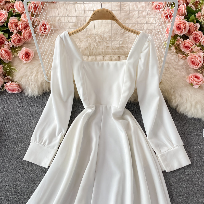 Simple A line long sleeve dress fashion dress 435