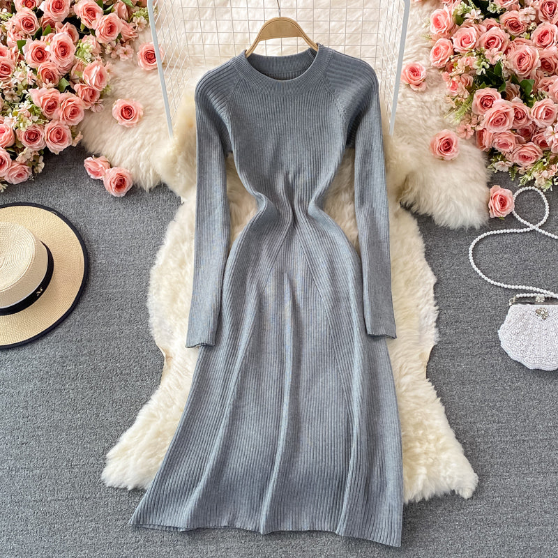 Sexy v neck long sleeve sweater dress 170