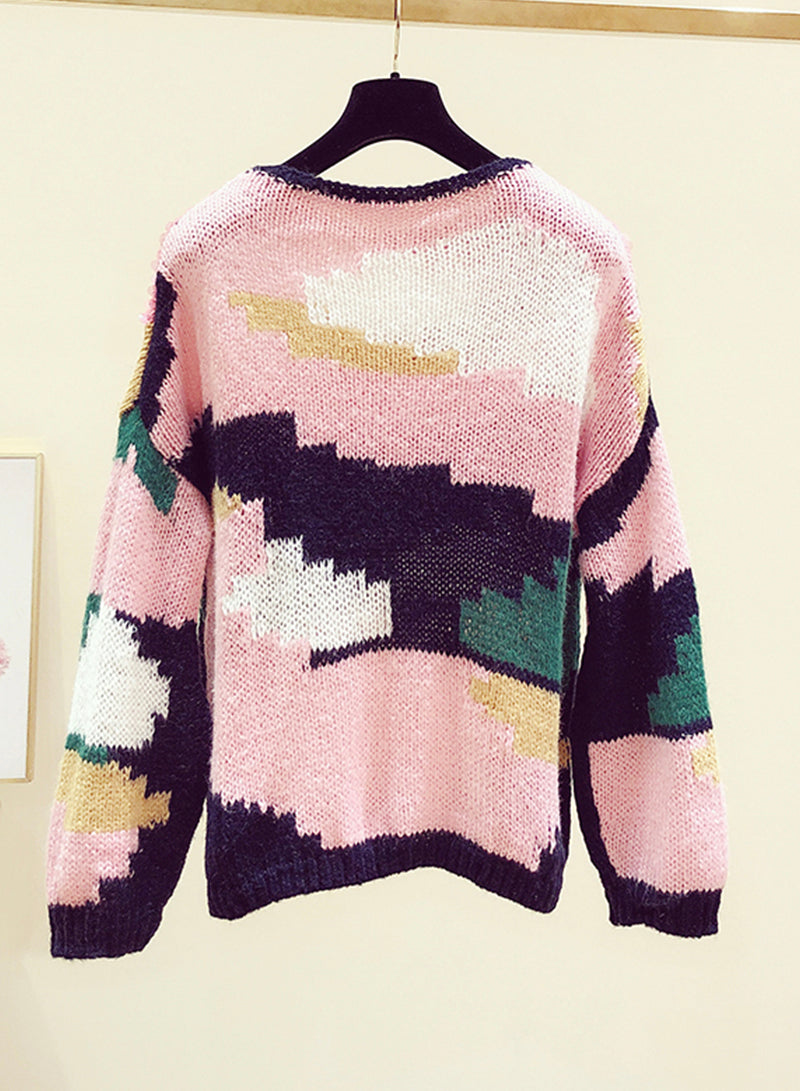 Cute colorful long sleeve sweater round neck sequins sweater 130