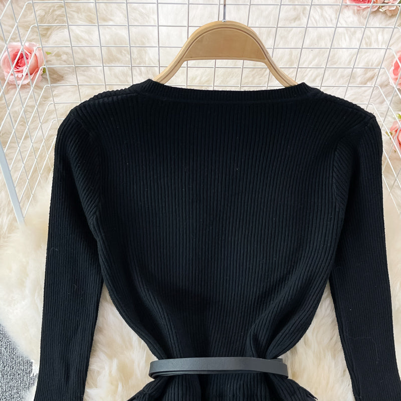 Lovely knitted gradient stitching dress 164