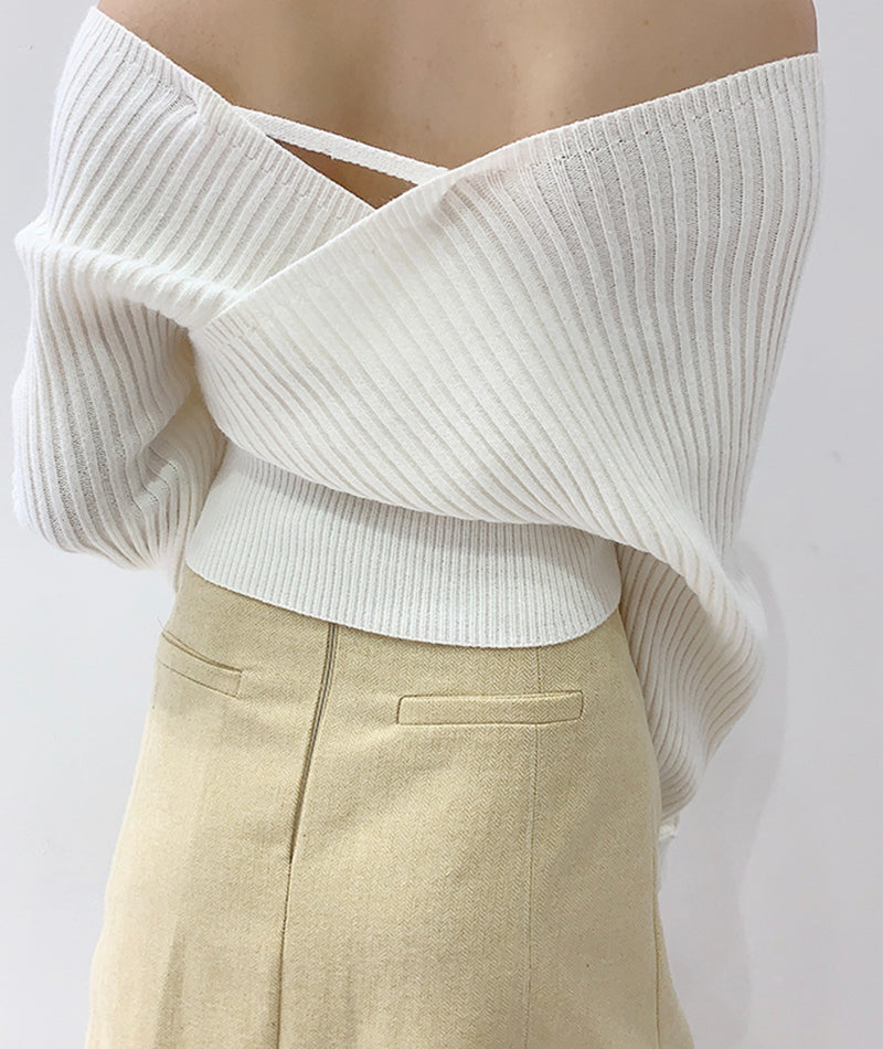 Sexy off-shoulder long-sleeved sweater white sweater 116