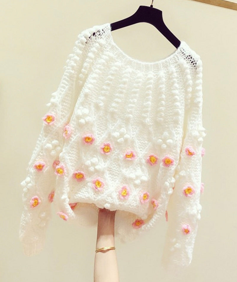 Lovely flowers long sleeve sweater 119