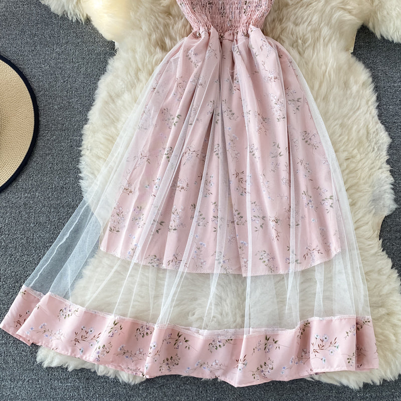 Sanfter Wind erste Liebe gebrochenes Blumen-Strapskleid 3336