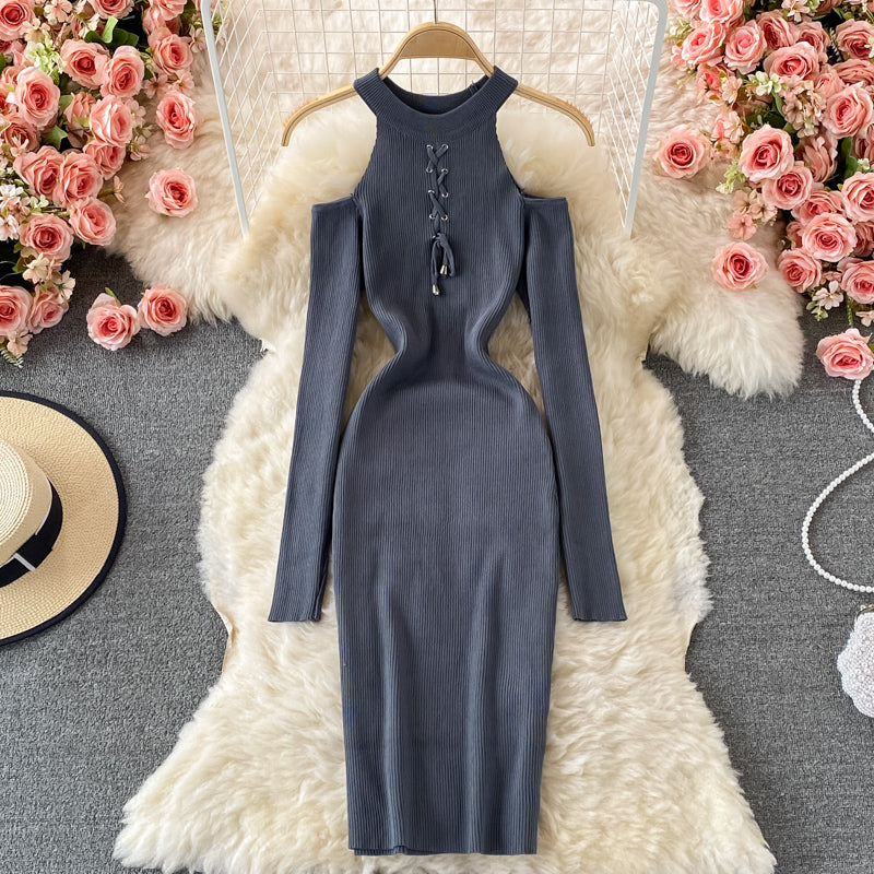 Hängender Hals und schulterfreies Promi-Temperament sexy enger Hüftwickelrock 2762