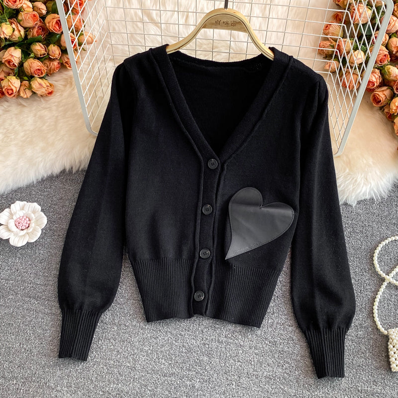 Lovely heart cardigan long sleeve sweater 1485