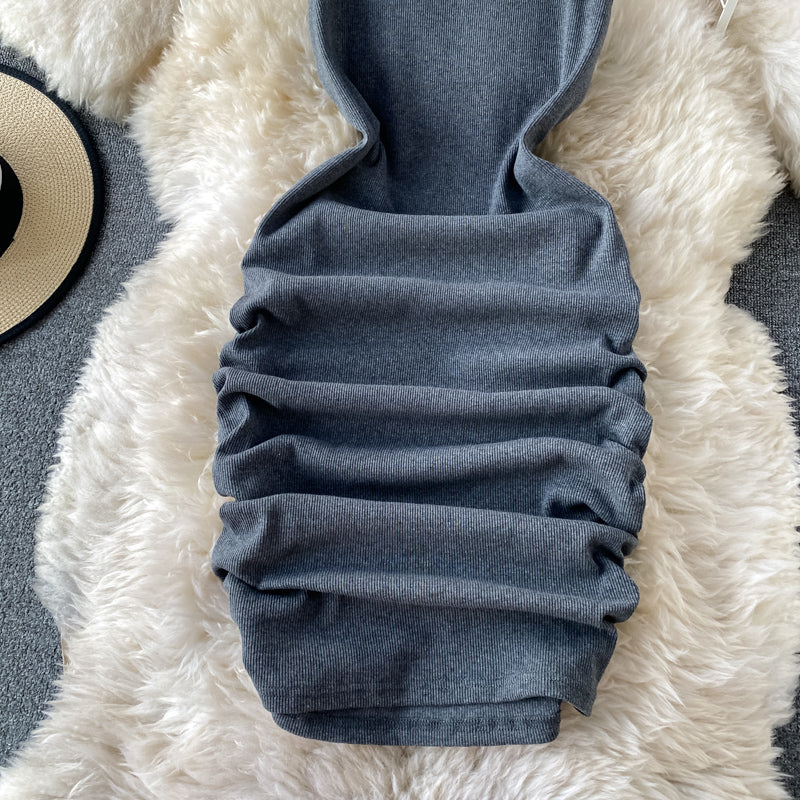 Elastic slim sexy suspender vest skirt 2938