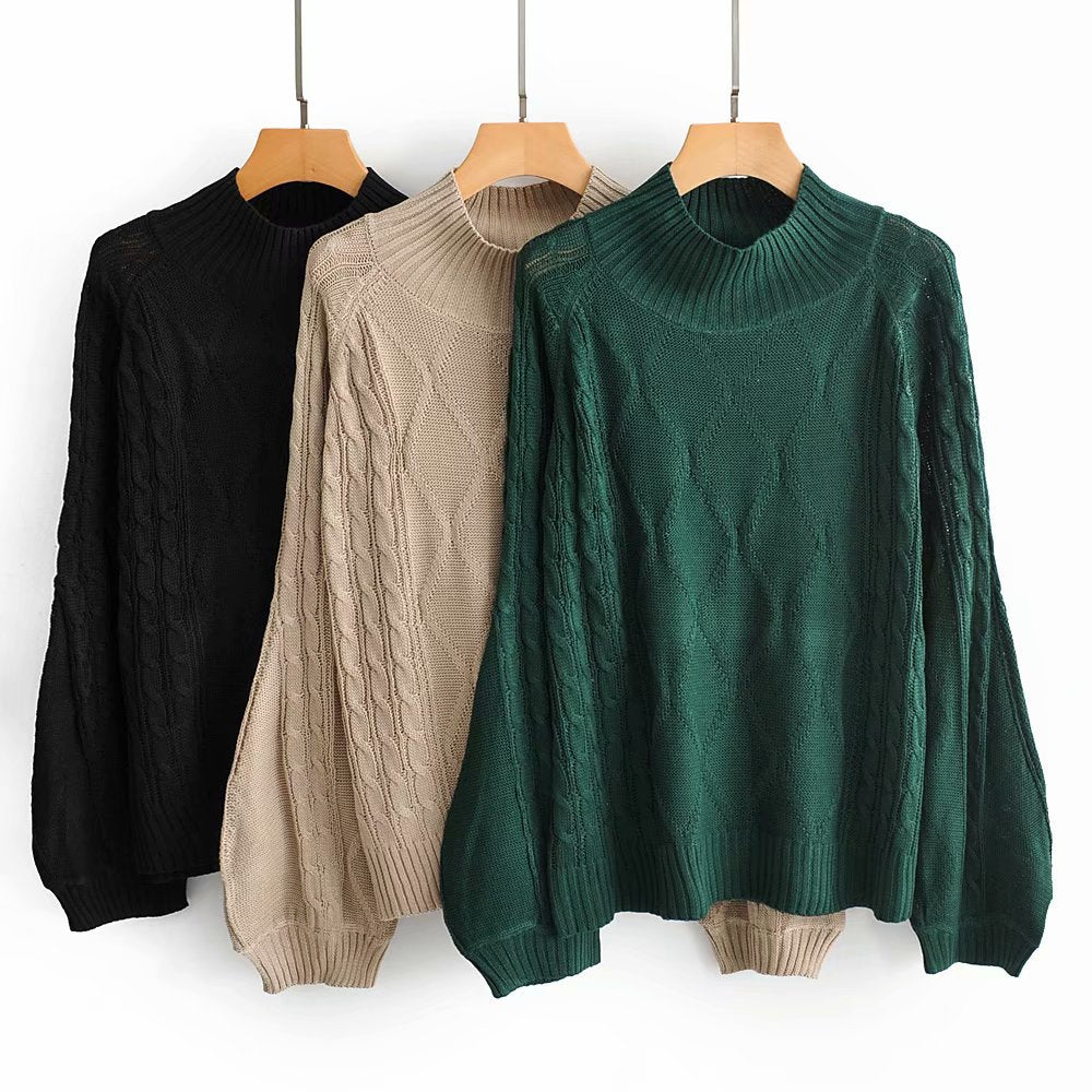 Autumn diamond reticulate women's sweater 1346