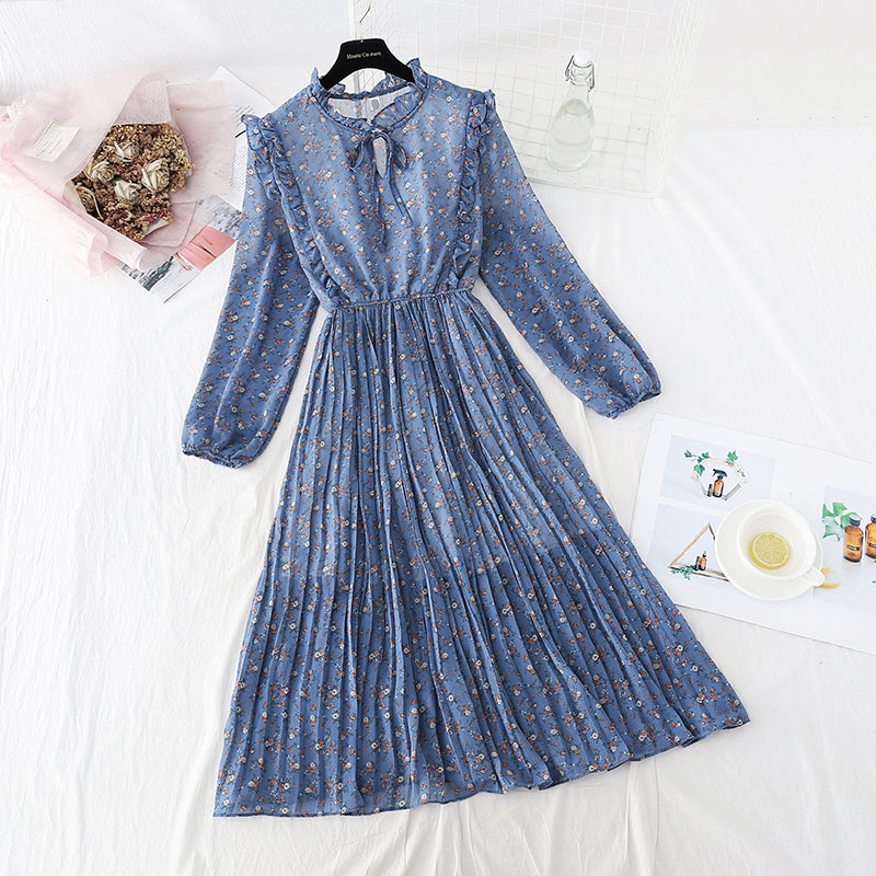 The new women's floral dress shows thin temperament at the waist 2246