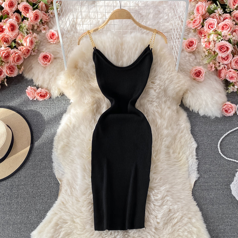 Ice silk knitted suspender dress 2996