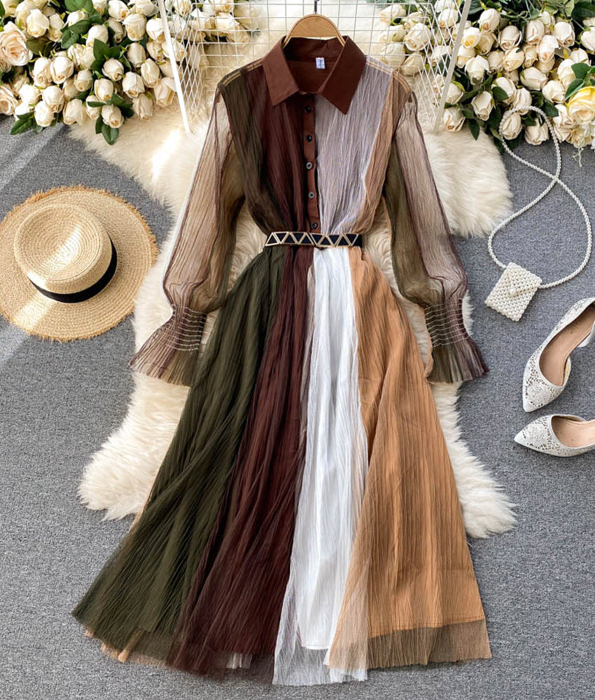 Stylish long sleeve dress shirt dress 1311