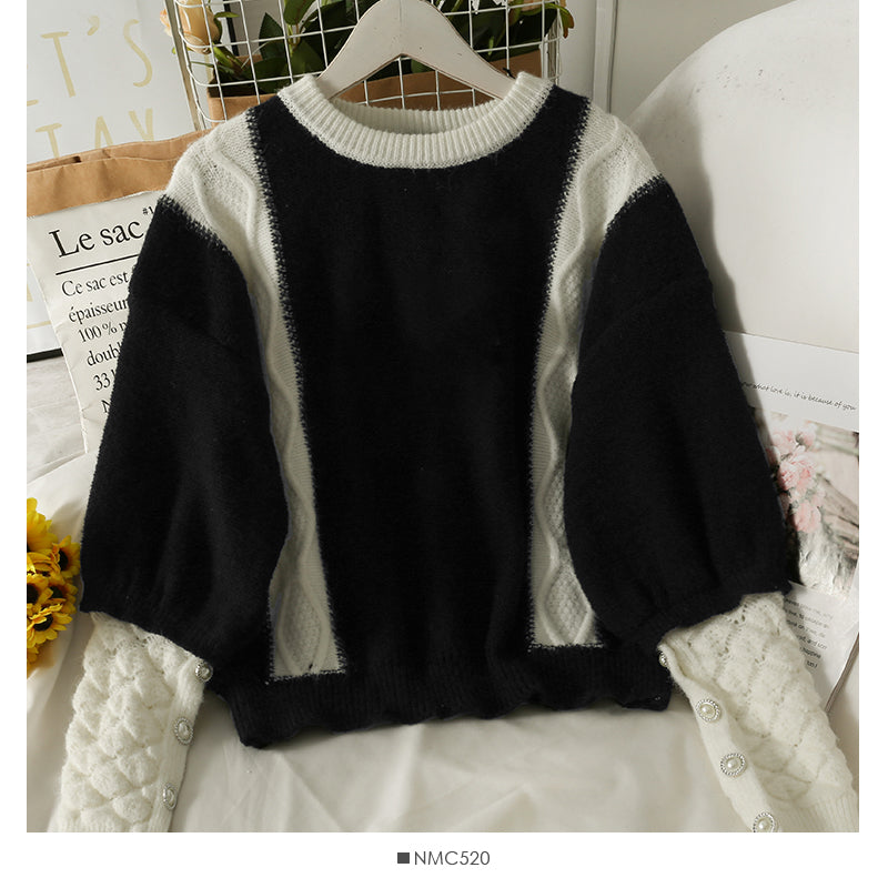 Autumn three-dimensional flower long sleeve Pullover round neck sweater female 2077