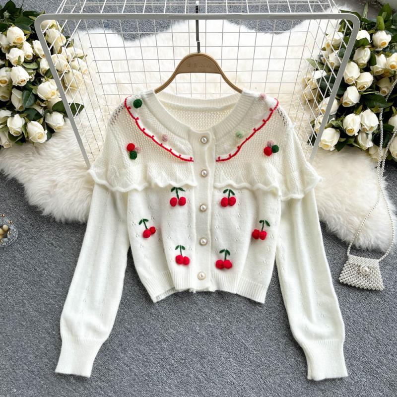Cherry hollow design sweater 1607
