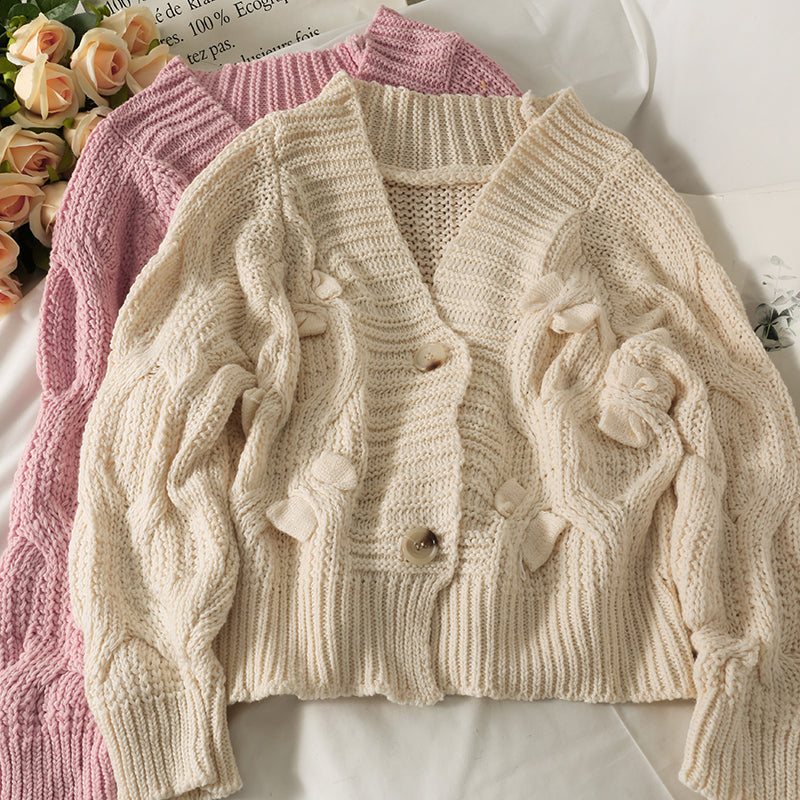 Loose and thin two button cardigan sweater in autumn 1742