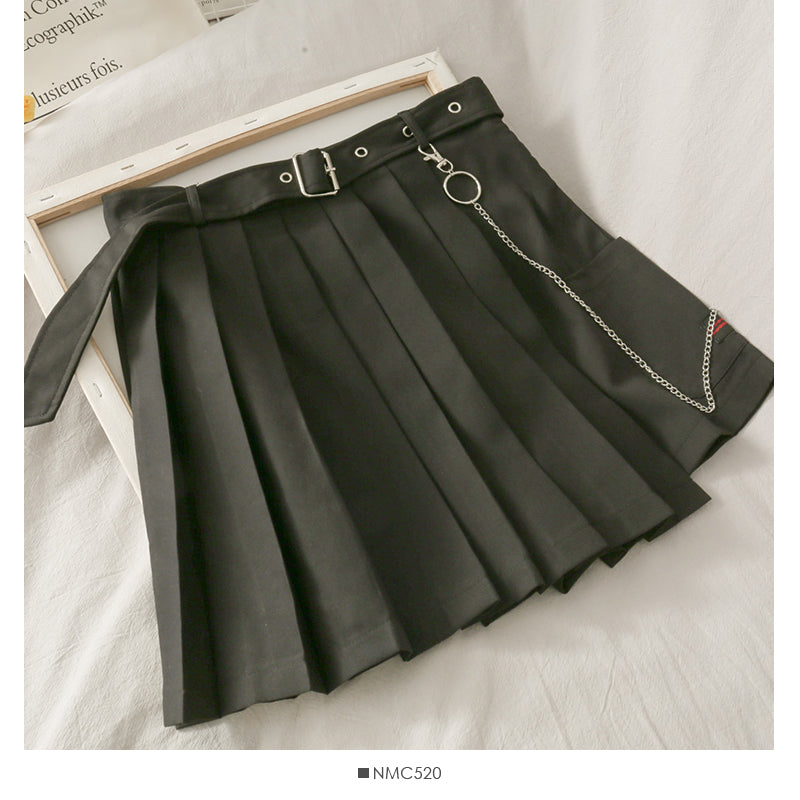 Jupe plissée foncée Harajuku Tooling Jupe courte femme 2657