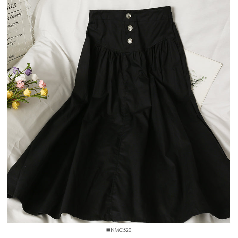 Foreign style versatile waist slim mid length skirt 2640