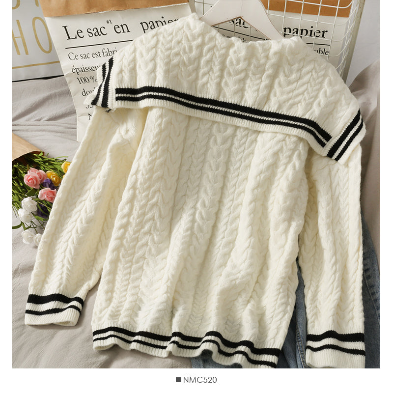 Sweater women's autumn loose and thin linen pattern sweater 1896