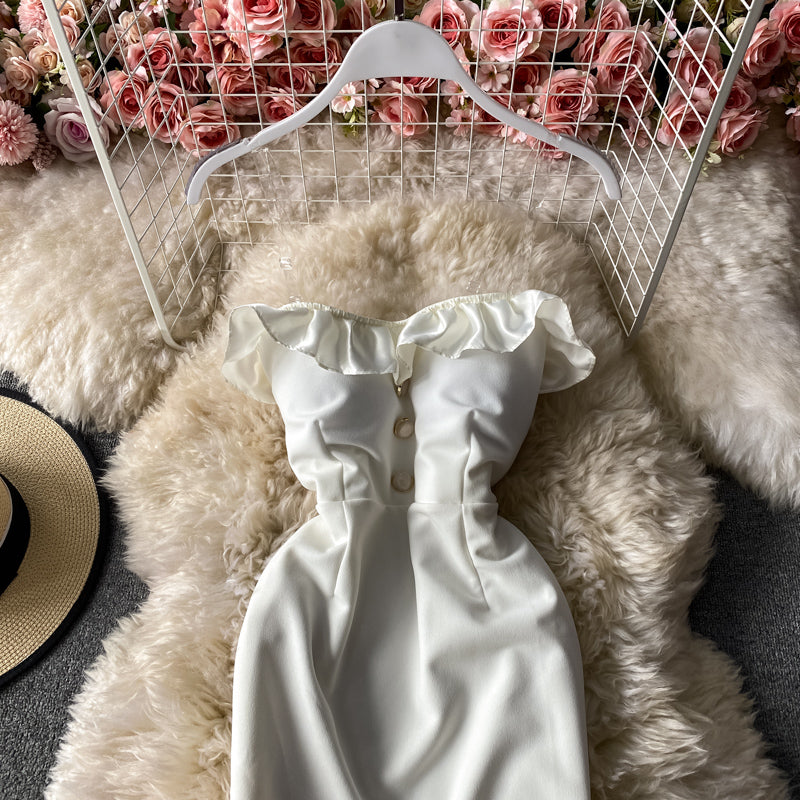 Robe sexy en queue de poisson avec sac à bandoulière exposé sans bretelles 3289