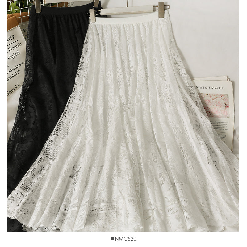 Jupe mi-longue à fleurs avec crochet creux 2579