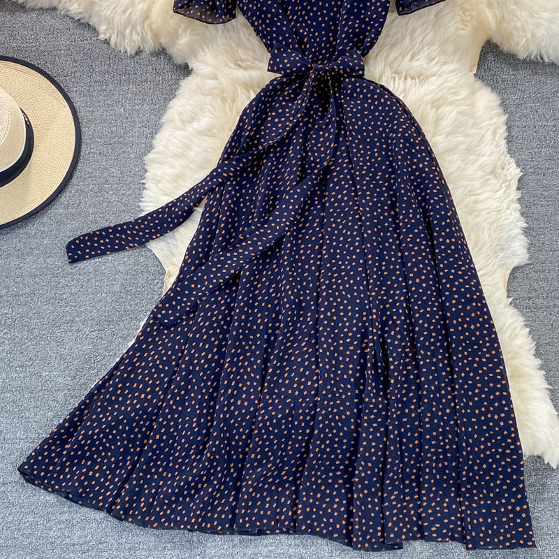 Stand collar chiffon dress is slim and slim 3055