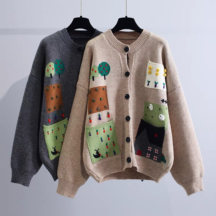 Vintage, Rollkragen-Strickjacke, Herbst/Winter, neu, locker, fauler Stil, Studenten-Sweater-Mantel 1400