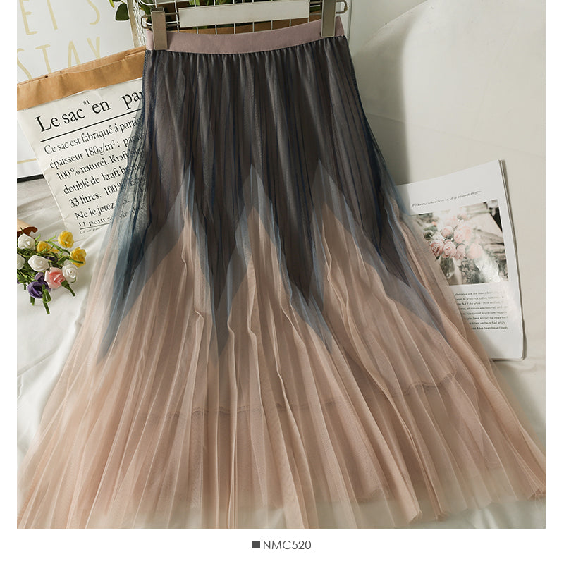 Long gradient slim skirt 2596