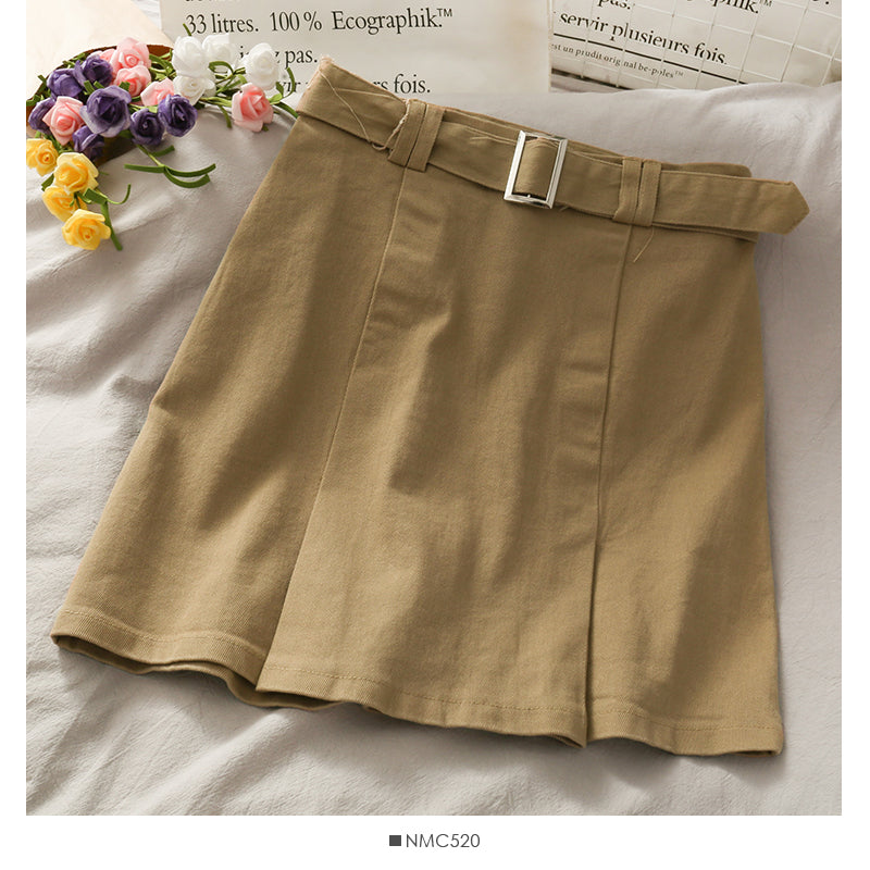 Retro leisure high waist bandage slim A-line skirt 2634