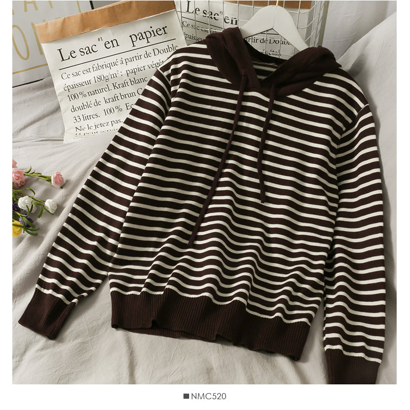 Han Fan striped loose and thin drawstring Hooded Sweater 1731