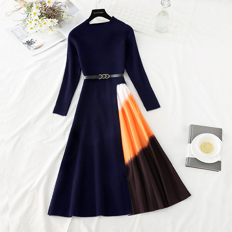 High end light luxury French style small fragrance pleated skirt 2396