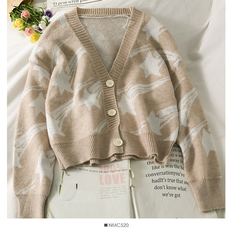 Meteor print bright silk loose and thin low neck sweater 1940