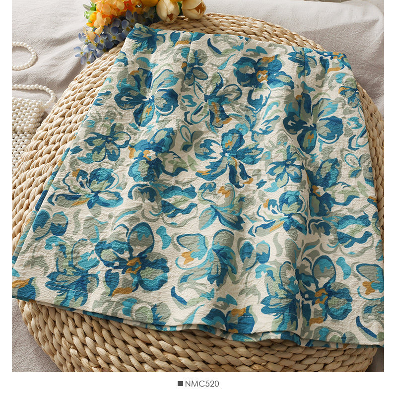 Hong Kong Vintage printed high waist slim short Hip Wrap Skirt for women 2619