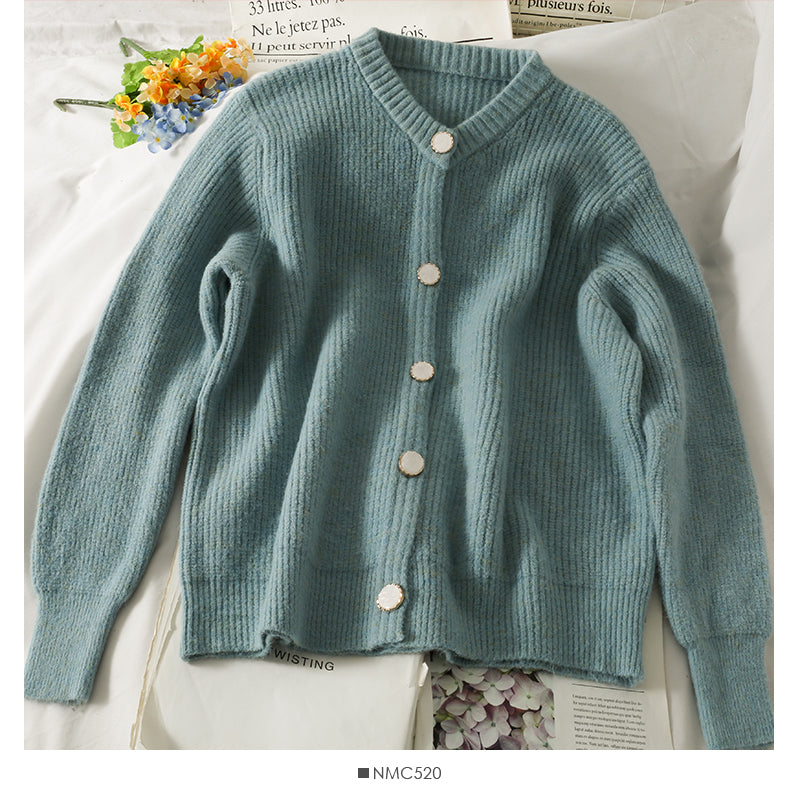 Sweater women's loose thin single breasted long sleeves 1838