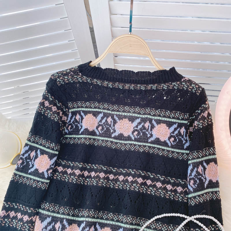 Long sleeved autumn hollow out sweater for women 1584