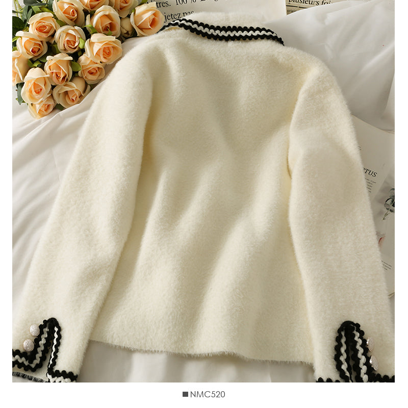 Sweater female stripe loose thin Plush coat 1844