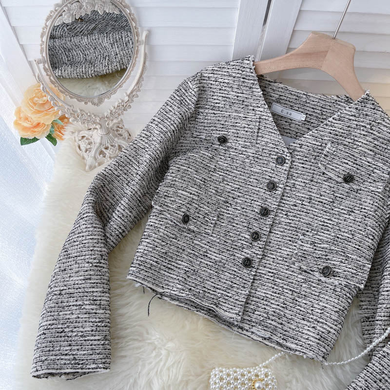 Shoulder padded jacket women's autumn new versatile top 1551