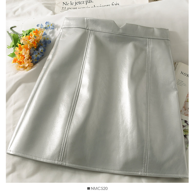 A-line skirt women's autumn dress high waist thin solid color skirt 2507