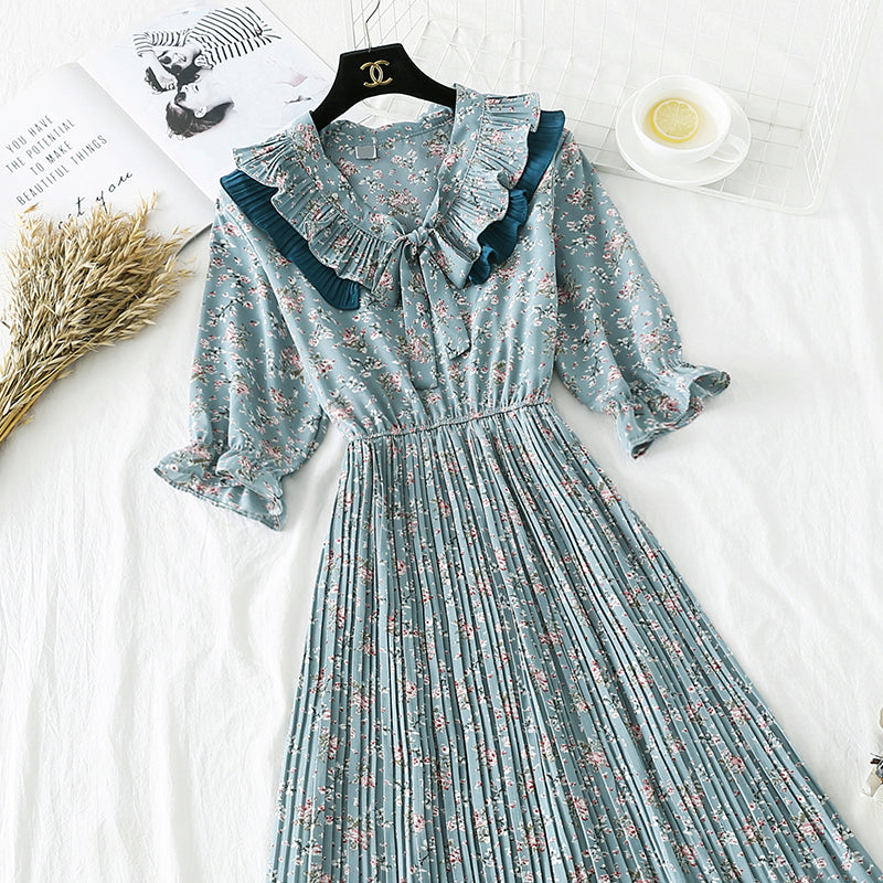 French minority Flower Chiffon Dress 2135