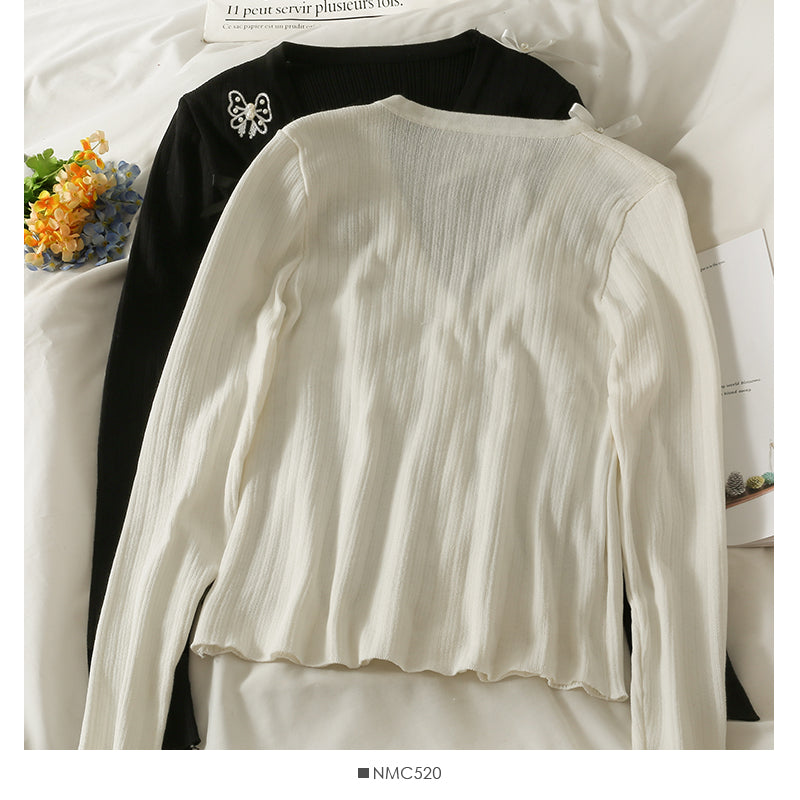 Bow decorative low neck single breasted sweater women's autumn dress 2011