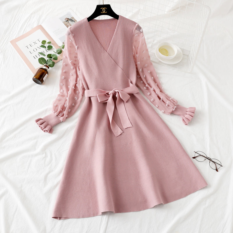 Langärmliges Strickkleid mit schmaler Passform und schmaler Passform 2453