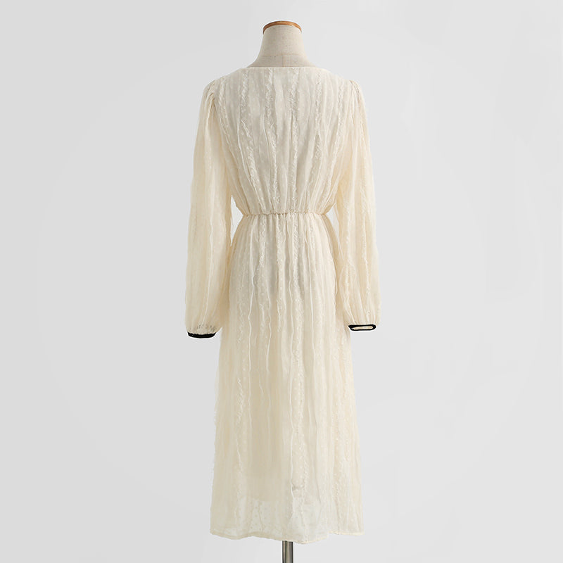 New style temperament skirt long sleeve waist closing slim age reducing gentle skirt 2252