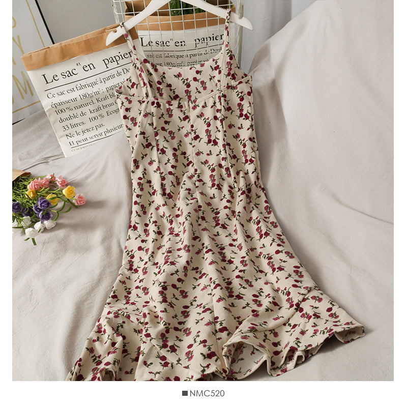 Sweet printed corduroy high waist medium length beautiful back dress for women 2675