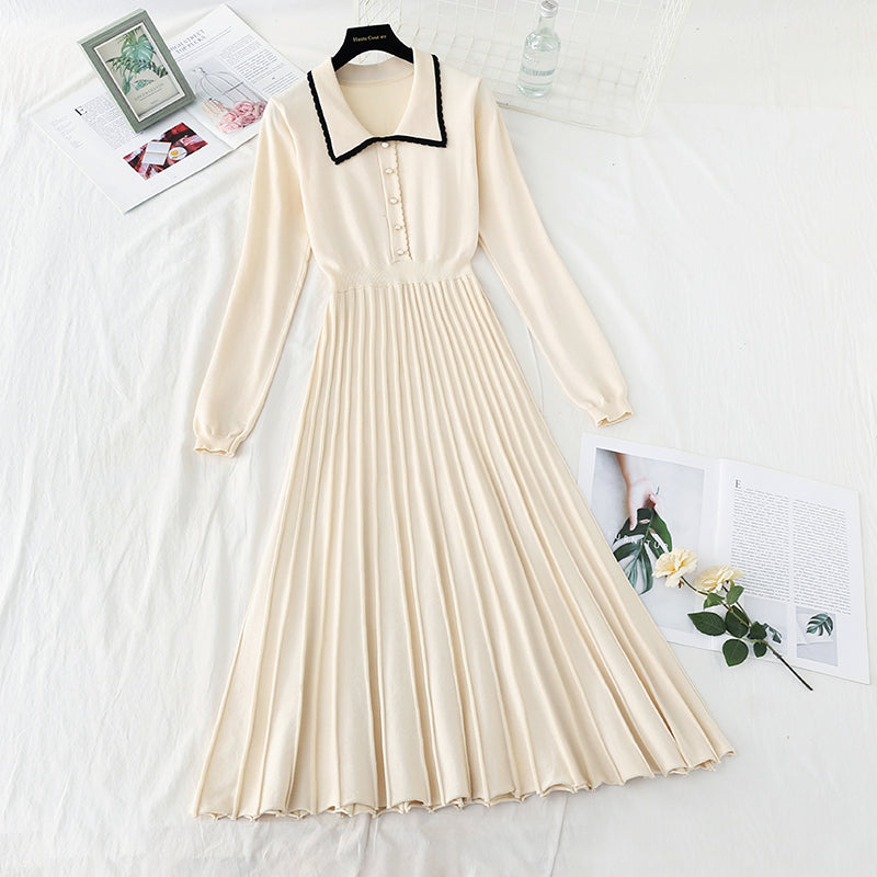 New autumn and winter long sleeve pleated light mature wind with bottom skirt 2224