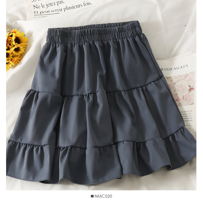 Cake skirt solid color drop feeling versatile slim A-line skirt 2562